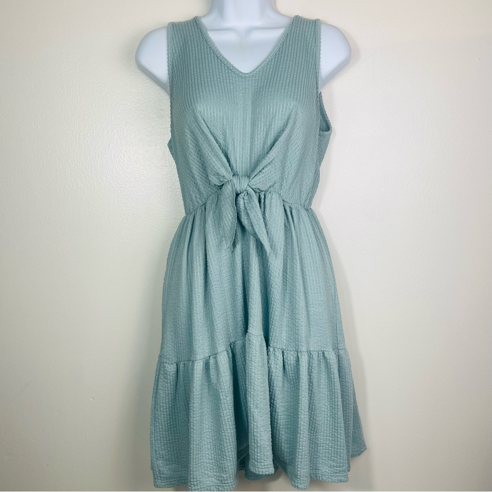 Anthropologie Caution to the Wind Ribbed Front Tie Dress